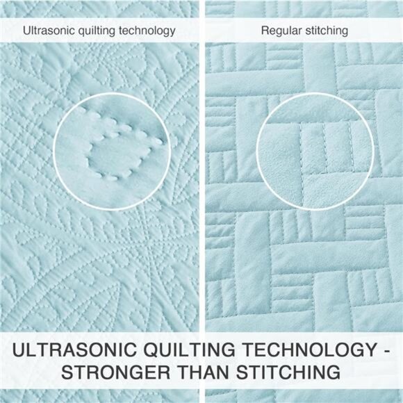 Quilts for Queen Bed Spa-Blue Bedspreads - Soft Bed Summer - Picture 3 of 7